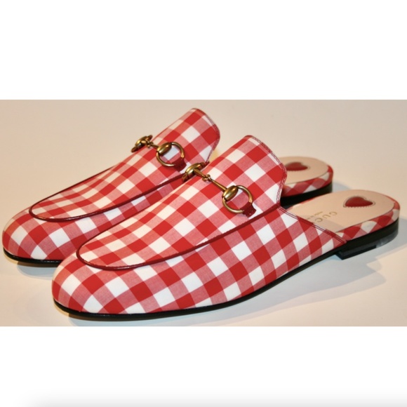 Gucci Shoes - Gucci Checkered Plaid Tartan Fabric Horsebit Princetowns Shoes Flats